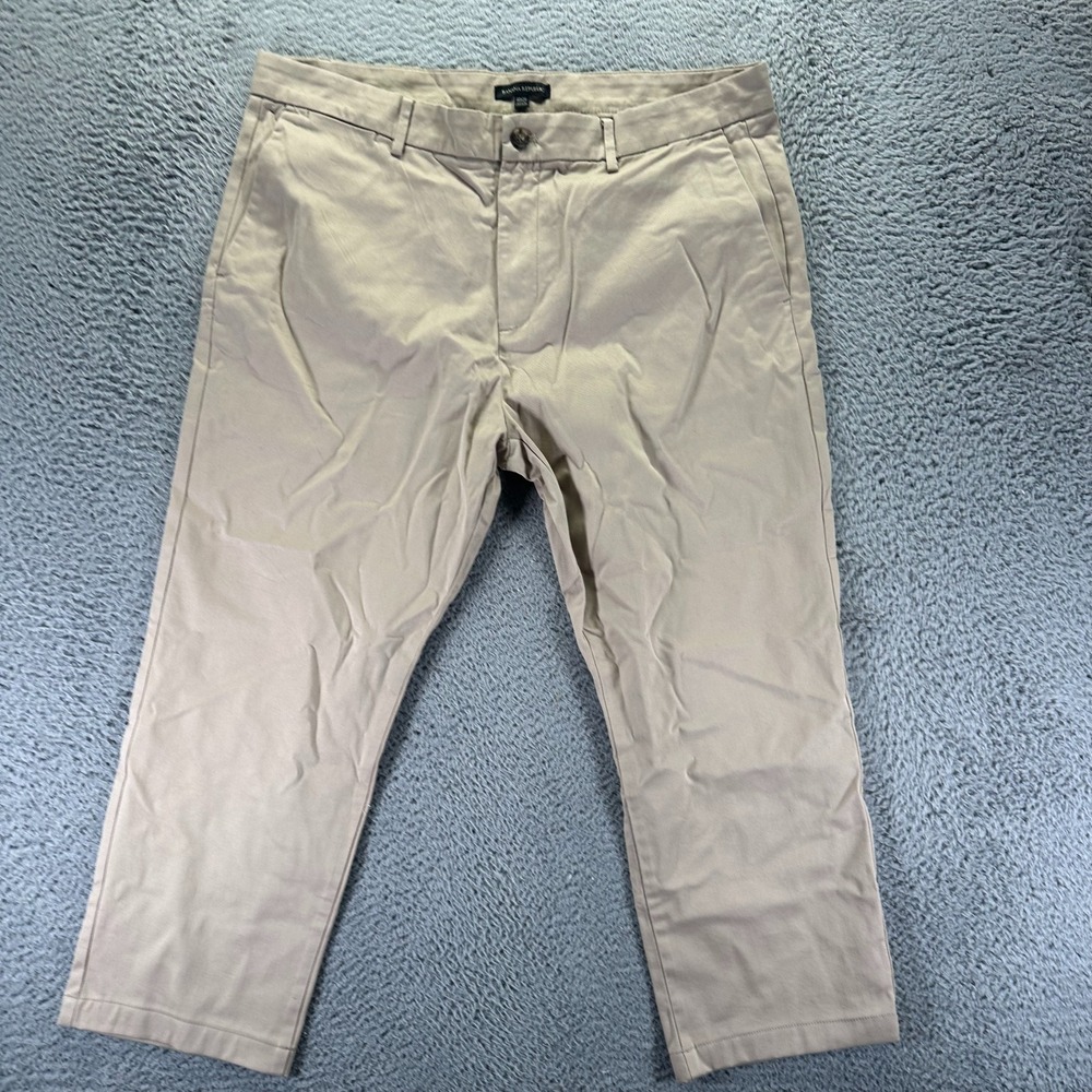 Banana Republic Pant Men's 40x26 Beige Cotton‎ Chino Straight Business Stretch